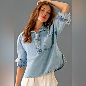 Pilcro The Becca -Regenerative Cotton Denim Popover- Size Small